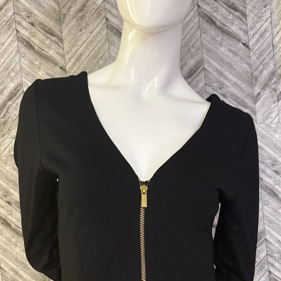 Banana Republic Elegant Black Long Sleeve Dress with Gold Zipper, size 10 - Picture 2 of 10
